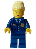LEGO cty1564 Police - City Chief Female, Dark Blue Jacket and Legs, Bright Light Yellow Hair, Closed Smile
