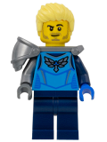 LEGO cty1576 Stuntz Driver - Male, Dark Azure Racing Shirt with Silver Wings Logo, Dark Blue Legs, Flat Silver Shoulder Armor, Bright Light Yellow Hair, Stubble
