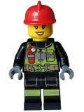 LEGO cty1596 Fire - Female, Reflective Stripes with Utility Belt and Flashlight, Red Fire Helmet