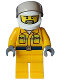 LEGO cty1597 Fire - Male, Reflective Stripes, Bright Light Orange Jacket and Legs, White Helmet, Trans-Brown Visor