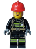 LEGO cty1598 Fire - Male, Reflective Stripes with Utility Belt, Red Fire Helmet, Dark Tan and Light Bluish Gray Sideburns