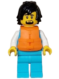 LEGO cty1608 Arctic Explorer - Male, Stethoscope, Medium Azure Legs, Black Hair, Orange Life Jacket