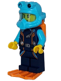 LEGO cty1609 Arctic Explorer Diver - Male, Dark Blue Diving Suit, Orange Air Tanks and Flippers, Medium Azure Helmet