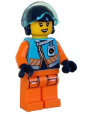 LEGO cty1610 Arctic Explorer Pilot - Female, Medium Azure Jacket, Name Badge, Dark Blue Helmet, Trans-Light Blue Visor