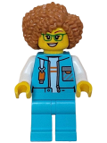 LEGO cty1611 Arctic Explorer Researcher - Female, Medium Azure Jacket with Flash Drive, Medium Azure Legs, Medium Nougat Hair, Glasses