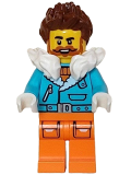 LEGO cty1612 Arctic Explorer Captain - Male, Medium Azure Jacket, White Fur Collar, Reddish Brown Hair, Dark Orange Beard