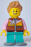 LEGO cty1637 Boy - Reddish Brown Jacket, Dark Turqouise Short Legs, Medium Nougat Hair, Snowshoes