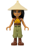 LEGO dis120 Raya - Tan Conical Hat, Yellow Top, Reddish Brown Boots, Open Mouth