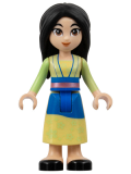 LEGO dis124 Mulan - Yellowish Green and Bright Light Yellow Robe, Black Shoes, Small Grin