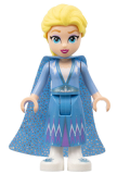 LEGO dis125 Elsa - Glitter Cape with Two Tails, Medium Blue Skirt with White Shoes, Small Open Smile