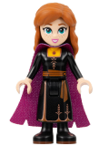 LEGO dis126 Anna - Black Dress, Magenta and Dark Purple Cape, Narrow Smile