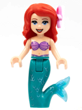 LEGO dp151 Ariel, Mermaid - Medium Lavender Shell Bra Top, Dark Turquoise Tail, Medium Blue Eyes, Bright Pink Flower