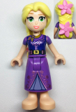LEGO dp169 Rapunzel - Dark Purple Vested Dress with 2 Bright Pink Flowers in Hair