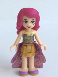 LEGO frnd120 Friends Livi, Pearl Gold Layered Skirt, Gold Sequined Halter Top, Medium Lavender Sequined Cloth Skirt