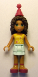 LEGO frnd165 Friends Andrea, Light Aqua Layered Skirt, Bright Light Orange Top with Music Notes, Magenta Party Hat