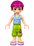 LEGO frnd189 Friends Mia, Lime Cropped Trousers, Medium Blue Top with 3 Butterflies, Helmet