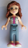 LEGO frnd228 Friends Olivia, Sand Blue Trousers, White Top with ID Badge (41318)
