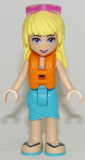 LEGO frnd229 Friends Stephanie, Medium Azure Wrap Skirt, Dark Purple Top with Stars, Life Jacket, Sunglasses