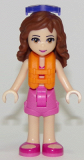 LEGO frnd230 Friends Olivia, Dark Pink Shorts, Dark Pink and White Swimsuit Top, Life Jacket, Sunglasses