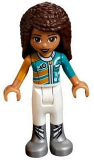 LEGO frnd253 Friends Andrea, White Trousers, Bright Light Orange and Dark Turquoise Racing Jacket (41349)