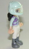 LEGO frnd261 Friends Emma, White Trousers, Light Aqua and Medium Lavender Racing Jacket, Light Aqua Racing Helmet with Black Ponytail