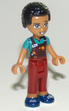 LEGO frnd262 Friends Dean, Dark Red Trousers, Dark Turquoise Overalls Top