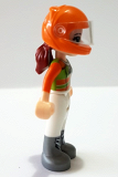 LEGO frnd273 Friends Mia, White Trousers, Lime and Orange Racing Jacket, Orange Racing Helmet with Dark Red Ponytail (41350)