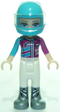 LEGO frnd277 Friends Stephanie, White Trousers, Medium Azure and Magenta Racing Jacket, Helmet