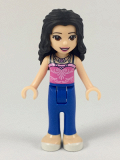 LEGO frnd293 Friends Emma, Blue Trousers, Dark Pink Top with Bright Pink Filigree, 2 Necklaces