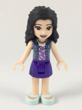 LEGO frnd294 Friends Emma, Dark Purple Skirt, Medium Lavender Top with White Birds, Sand Blue Vest