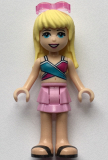 LEGO frnd330 Friends Stephanie, Bright Pink Layered Skirt, Magenta and Medium Blue Swimsuit Top, Sunglasses
