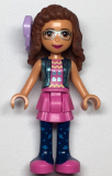 LEGO frnd332 Friends Olivia, Dark Pink Skirt and Dark Blue Leggings, Dark Pink Top, Blue Jacket, Bow
