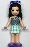 LEGO frnd333 Friends Emma, Light Aqua Layered Skirt, Light Aqua and Bright Pink Scallop Top, Sunglasses