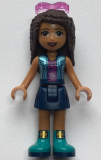 LEGO frnd338 Friends Andrea, Dark Blue Skirt, Shiny Blue Vest over Magenta Top, Sunglasses