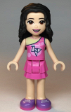LEGO frnd357 Friends Emma, Dark Pink Layered Skirt, Dark Pink Top with Geometric Triangles, Lavender Shoes