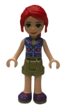 LEGO frnd377 Friends Mia, Olive Green Shorts, Dark Azure and Dark Purple Patterned Sleeveless Jacket with Zipper