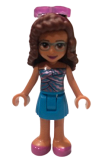 LEGO frnd380 Friends Olivia, Dark Azure Skirt, Dark Azure and Bright Pink Top, Dark Pink Shoes, Sunglasses