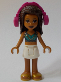 LEGO frnd383 Friends Andrea, White Skirt, Dark Blue Halter Top with Gold Trim, Headphones