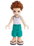 LEGO frnd385 Friends Ethan, Dark Turquoise Shorts, White Top with Palm Trees