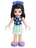LEGO frnd387 Friends Emma, Light Aqua Layered Skirt, Dark Blue Top with Jellyfish, Trans-Purple Sunglasses