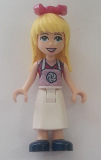 LEGO frnd389 Friends Stephanie, Magenta Top, White Apron with Swirl, Dark Blue Shoes, Bow