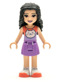 LEGO frnd427 Friends Emma, Medium Lavender Skirt, Coral and Lavender Top with Cat Head