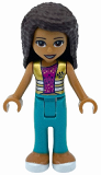 LEGO frnd434 Friends Andrea, Dark Turquoise Pants, Magenta Top with Metallic Gold Vest