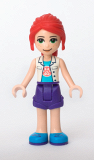 LEGO frnd435 Friends Mia, Dark Purple Shorts, White Top with Paw Print Undershirt
