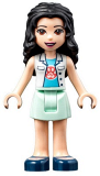 LEGO frnd438 Friends Emma, White Top with Paw Print Undershirt, Light Aqua Skirt, Dark Blue Shoes with Straps, Dark Purple Bow