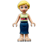 LEGO frnd461 Friends Marisa, Dark Blue Skirt, Yellowish Green Shirt with Coral Belt, Silver Sandals 