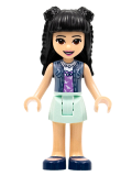 LEGO frnd482 Friends Emma - Aqua Skirt, Sand Blue Vest, Black Hair with Braid Buns and Flower