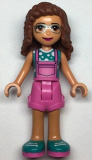 LEGO frnd496 Friends Olivia (Nougat) - Dark Pink Overalls, Dark Turquoise Top
