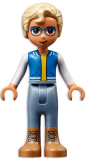 LEGO frnd502 Friends Sebastian - Medium Nougat Boots, Sand Blue Trousers, Blue Vest with Pockets, Yellow Undershirt