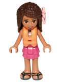 LEGO frnd505 Friends Andrea - Dark Turquoise Halter Top, Magenta Skirt, Orange Life Jacket, Bright Pink Flower